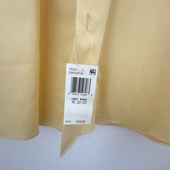 Van Heusen Lux Sateen No Iron Dress Shirt Men's 16 32/33 L/S Butter Yellow NWT - Picture 2 of 10